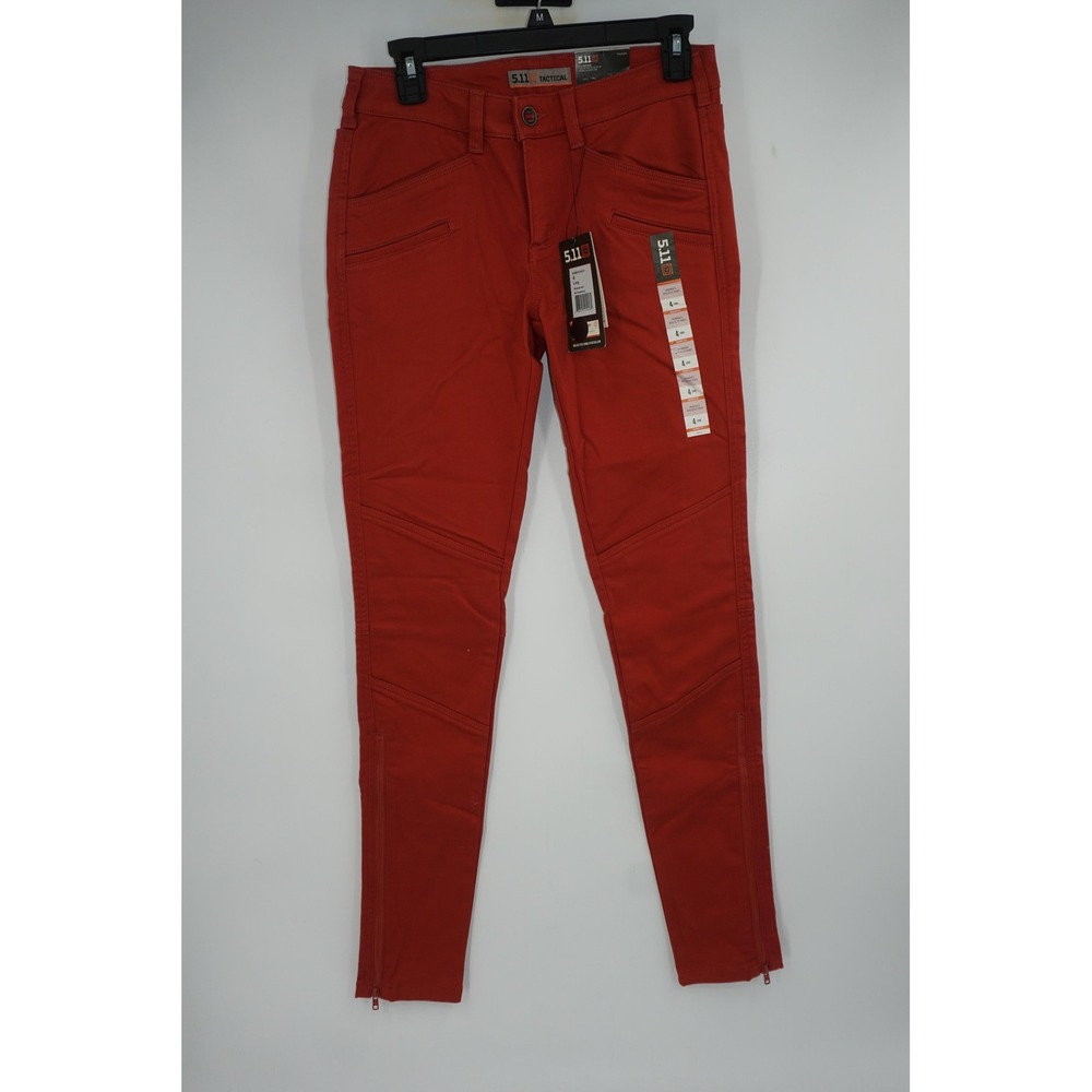 5.11 Tactical Wyldcat Pants‎ Womens 4 Long Red Rosewood Skinny Fit 64019